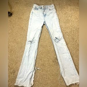 Zara split ankle light wash jeans